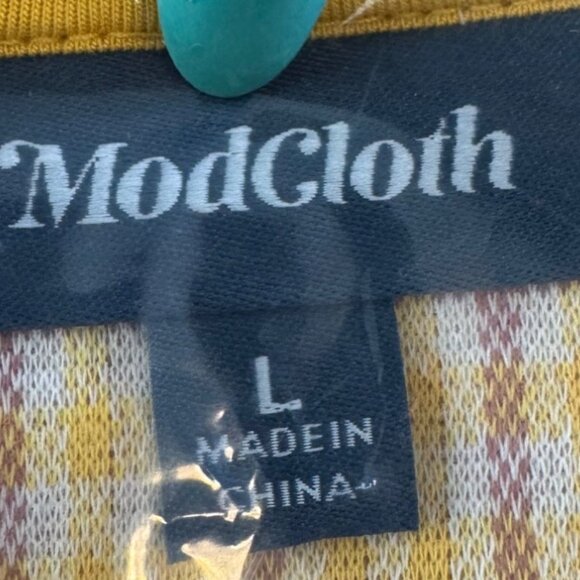 ModCloth Yellow & Pink Plaid Sleeveless Shift Dress Size Large NWT - Picture 9 of 10